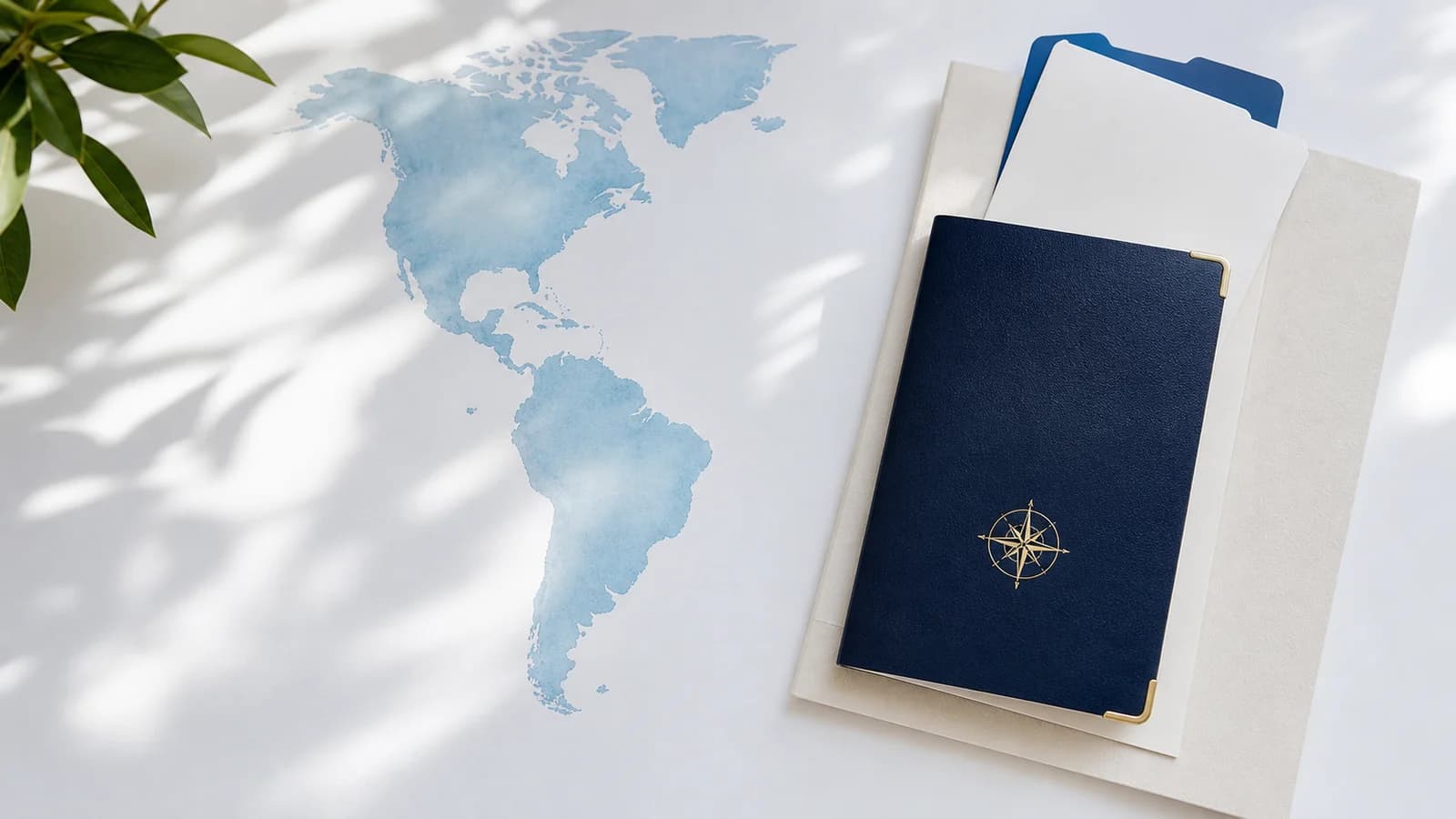 Şimali və Cənubi Amerika səfəri üçün pasport, qitə xəritəsi və səyahət sənədləri