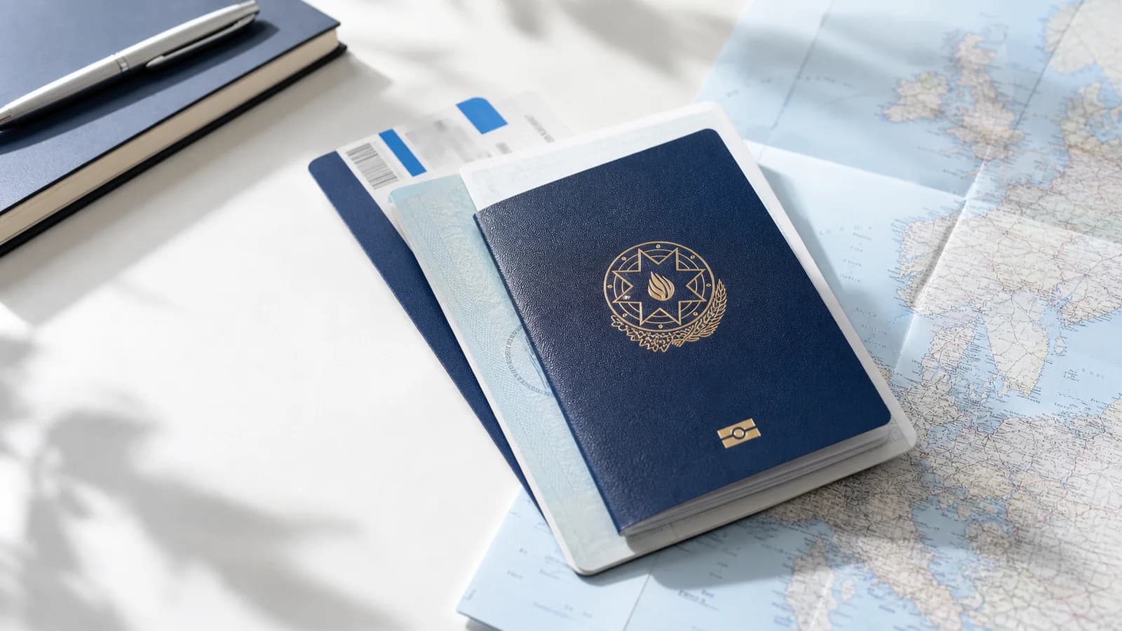 Avropa səfəri üçün pasport, xəritə və səyahət sənədləri